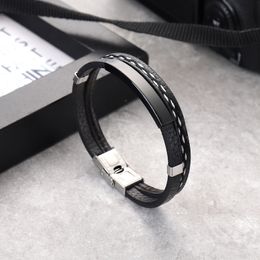 4 pcs Multicolor Stainless Steel Button Simple Design Men's Leather Bracelet DIY & Custom Logo Birthday Valentine's Day Gift