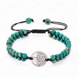 Tree Of Life Charm Bracelets String Braided Bracelet Natural Stone Beads Yoga Bracelets Friendship Bangles Jewelry Gift