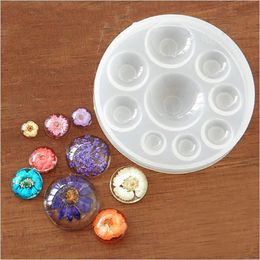 Creative DIY Time Gem Crystal Epoxy Silicone Fondant Mold Drop White Round Patch 9 Holes Making Jewelry Tools Art Making DIY