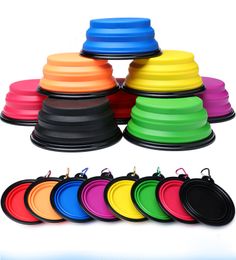 Outdoor Gadgets Collapsible Pet Feeding Bowl Travel Dog Cat Foldable Pop Up Compact Silicone Dish Feeder Food Container 300pcs