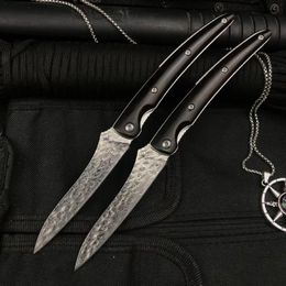 High Quality Damascuss Pocket Folding Knife VG10 Damascus Steel Blade Ebony Handle EDC Ball Bearing Folder Knives