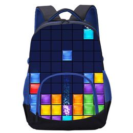 School Bags Children's Backpack 17 Inch 3D Game Picture Print Kids Schoolbags Boys Girls Blue Fashion Rucksack