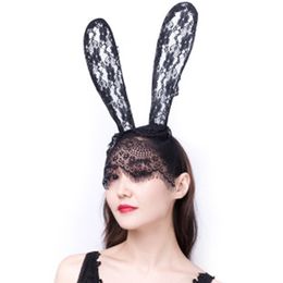 Nightclub sexy lace veil rabbit ear hairband party headdress Dance Dress headdress GC221