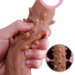 Realistic Liquid Silicone Dildo With Fleshy Thorns Huge Sucker Female Masturbator Couple Adult Sex Toy