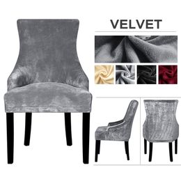 Velvet Fabric European Style Chair Cover Sloping Arm Big Size Wing Back King Covers Seat Washable Removable 211207