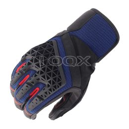 New Black/Blue Sands 4 Men's Motorcycle Mesh Riding Textile Gloves Genuine Leather Motorbike Racing Short MX Glove All Sizes H1022