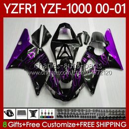 OEM Fairings For YAMAHA YZF-R1 YZF1000 YZF R 1 1000 CC YZFR1 Purple flames 00 01 02 03 Bodywork 83No.96 YZF R1 1000CC 2000 2001 2002 2003 YZF-1000 00-03 Motorcycle Body Kit