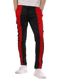 mens track pants fashion Canada - Men Hip Hop Streetwear Fashion Parallel Side Stripe Drawstring Close Botton Track Pants Patchwork Jogger Retro Trousers Men's