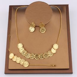 Earrings & Necklace Jewelry For Women 2021 Trendy Nigerian Woman Wedding African Beads Set Gold Color Fashion Dubai Bridal Christmas Gift