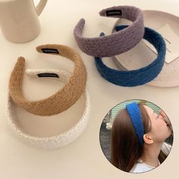Winter Wool Hairband Knitted Solid Color Headband For Women Fashion Cashmere Hair Bands wide Bezel Hair Hoop Hair accessories