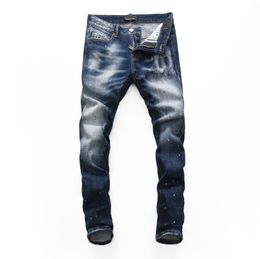 DSQ PHANTOM TURTLE Men's Jeans Mens Italian Designer Jeans Skinny Ripped Cool Guy Causal Hole Denim Fashion Brand Fit Jeans Men Washed Pants 65231