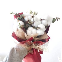 Natural Immortal Dried Cotton Flowers Artificial Plants Floral Branch HOT Wedding Party Decoration flower Fake Home Decorative Wreaths 1954 V2