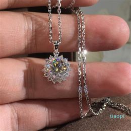 New Arrival Luxury Jewellery 925 Sterling Silver Round Cut White Diamond Party Pendant Women Wedding Necklce Gift