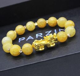 Natural Stone Agate Beads Strands Bracelet Chinese Pixiu Lucky Brave Troops Charms Feng Shui Jewellery for Women 8 Colours