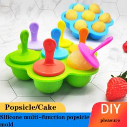 Multi-purpose popsicle Moulds summer silicone 7-hole popsicl colorful diy ice cream tray creative cake dedicated mold