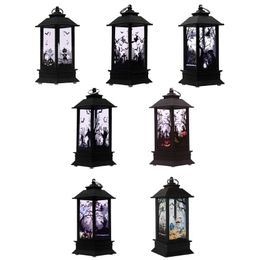 Strings Halloween Decoration Ornaments Scary Skeleton Pumpkin Witch Pattern Lantern LED Electronic Candle Light Bar Hanging Prop