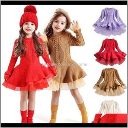 Clothing Baby Maternity Drop Delivery 2021 Baby Girl Winter Children Kids Dresses For Girls Party Dress Long Sleeve Knitted Sweater Christmas