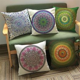 Cushion/Decorative Pillow Mandala Pattern Religious Ritual Belief Linen Cotton Seat Cushion Office Sofa Car Deecorative Throw Pillows Home D