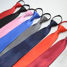 8*48cm Solid Color Zipper Neck Ties For Men Business Hotel Bank Office Wedding Necktie Party Decor Fashion Accessories