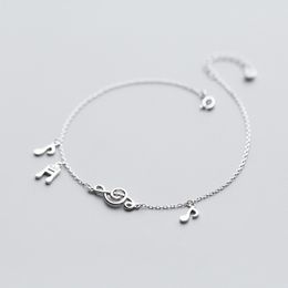 girls silver ankle bracelet NZ - Anklet Real 925 Sterling Silver Music Note Treble Clef Ankle Bracelets Foot Chains for Women Girls Fine Jewelry