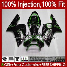 Injection Mould Kit For KAWASAKI NINJA ZX-636 ZX600 ZX 6R 6 R 600 CC 03-04 Body 8No.38 ZX 636 600CC ZX6R 03 04 ZX600C ZX636 ZX-6R 2003 2004 Fairing OEM Bodywork green black