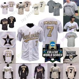 2021 NCAA College Baseball WS Vanderbilt Commodores Jersey Jack Leiter Dansby Swanson Walker Buehler Chris McElvain Devin Futrell Davis Diaz T.J. McKenzie Javier Vaz