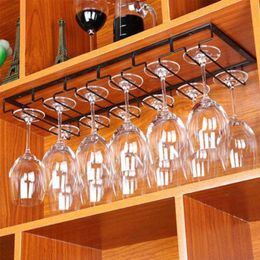 Iron Wall Mount Wine Glass Hanging Holder Goblet Stemware Storage Organiser Rack 210705