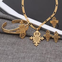 Earrings & Necklace Sky Talent Bao 2021 Arrival Ethiopian Jewelry Sets 24k Gold GF Ring Bracelet African /Ethiopian /Eritrean /Habesha