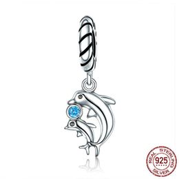 ocean chinese Australia - Classic Real S925 Sterling Silver Dolphin Charm Dangle DIY Wife Sisters Daughter Beads For Jewelry Making Summer Ocean Charms handmade wholesale China
