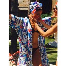 Beach Cover up Tunics for Print Chiffon Kaftan Bikini Robe de Plage Sarong Wrap Swimsuit cover #Q527 210420
