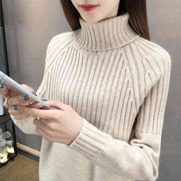 Turtleneck Sweater Women Autumn Winter Korean Loose Thick Pullover Bottoming Shirt Student 210427