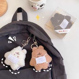 New Creative Cartoon Bear With Mask Keychain Doll Cute Bag Pendant Jewelry Plush Animal Doll Backpack Hanging Car Keychain G1019