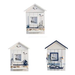 Hooks & Rails Mediterranean Style House Shape Wooden Key Holder Box Case Wall Mounted Hanging Cabinet Storage Organiser Creative Home Dropsh