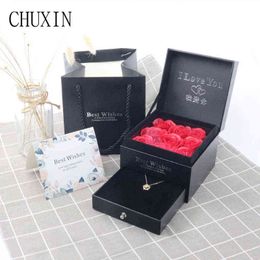 Surprise Gift Box Soap Flower+Box Packing Set Artificial Flower Creative Gift Boxes Valentines Day Birthday Gift Decor 211108