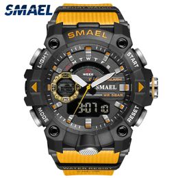 Fashion Mens Sport Watches Shock Resistant 50M Waterproof Wristwatch LED Alarm Stopwatch Clock Military Watch Men 8040