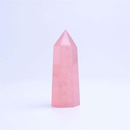 Natural Powder Crystal Hexagonal Prism Energy Stone Single Pointed Original Ornament Home Office Feng Shui Trinket Gift