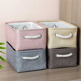 Cotton Linen Folding Storage Baskets Kids Toys Organiser Clothes and Sundries Box Cabinet Bag Laundry Basket 211102