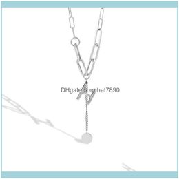 Chains Necklaces & Pendants Jewelrys925 Sier Necklace Make Old English Letter Clavicle Chain Fashion Personality Tassel Round Brand Jewellery