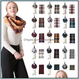 Scarves & Wraps Hats, Gloves Fashion Aessories 17 Styles Plaids Infinity Grid Loop Scarf Blankets Women Tartan Oversized Shawl Lattice Lady