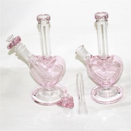 Heart Shape Glass Bong Water Pipe Oil Rigs Hookahs Dab Rig with Slide Bowls Smoking Nectar Pipes