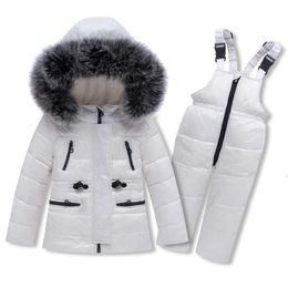 2021 Winter Children Ski Snow Suit Warm Clothing Set down Jacket Overalls toddler Boy baby girl Clothes Kids thin Outerwear coat H0909