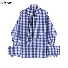 Nbpm Women Blouses Fashion Blue Plaid Shirt Top Female Elegant Office Korean Clothing Blusas Mujer Spring Basic Tops 210529