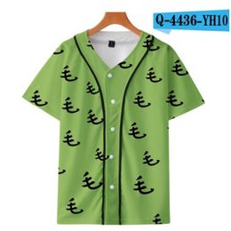 Man Summer Baseball Jersey Buttons T-shirts 3D Printed Streetwear Tees Shirts Hip Hop Clothes Good Quality 072
