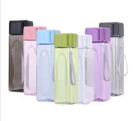 Plastic Square Water Bottle Customise LOGO Portable Large Capacity Drinking Bottles Factory Price YYFA534