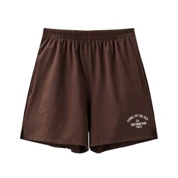 PUWD Slim Girls Soft Cotton Shorts Summer Fashion Ladies Brown Joggers Vintage Women Chic Bottoms Sweet 210724