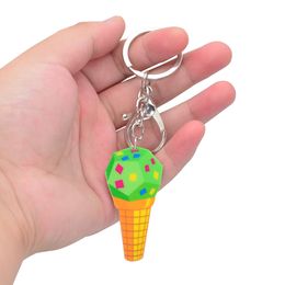 Meilibaby Cute Cartoon Acrylic Keychains Creative Dessert Ice Cream Key Chain Jewelry For Women Kids Girls Gift Car Accessory