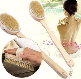 150pcs Wooden Bath Brushes With Handle Total Length Size 40cm Bristles Brush Long Handles Separable Massage Cleaning Scrub Shower Clean Tools SN2756