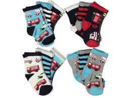 COTTON 1st QUALITY 3 / 4 YEAR PATTERNED CHILDREN'S SOCKS 6 PCS G1224