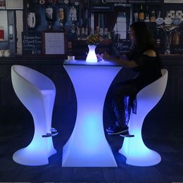 110CM Height LED Illuminated Cocktail Table Lighted Up Bar Tables Plastic Coffee Table Commercial Furniture Suppies