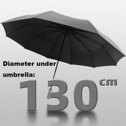 130 cm Big Size Top Quality Umbrella Men Rain Woman Windproof Large Paraguas Male Women Sun 3 Folding Umbrella Outdoor Parapluie 211124
